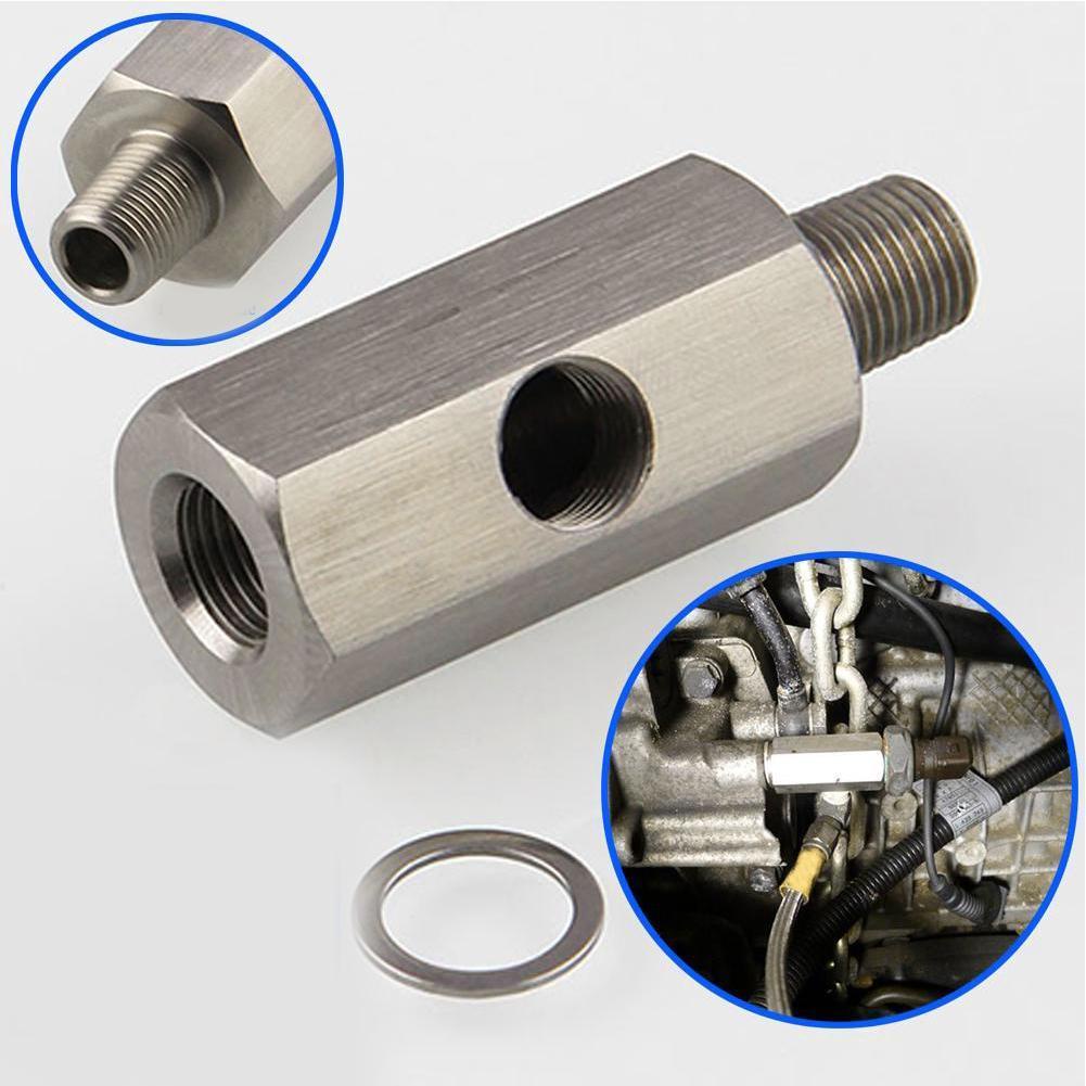 1/8 BSPT เซ็นเซอร์ความดันน้ํามัน Tee to NPT Adapter Turbo Supply Feed Line Gauge