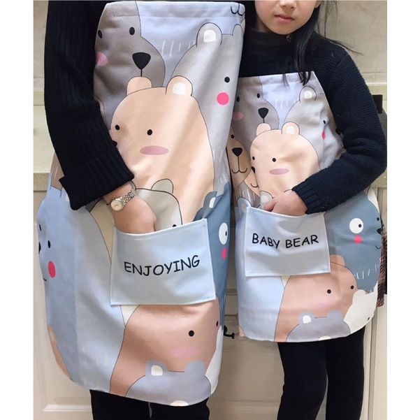ShopAt.Two[AP-2275] ผ้ากันเปื้อนทำอาหาร ลายการ์ตูน ผ้าฝ้ายผสมผ้าลินิน กันน้ำ กันน้ำมัน ป้องกันการเปรอะเปื้อน