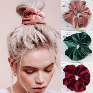 ใหม่ 34 สี เกาหลี กํามะหยี่ Scrunchie ยางยืด ยางรัดผม สีพื้น แฟชั่น ที่คาดผมหางม้า ยางรัดผม อุปกรณ์ผม