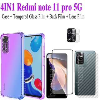 4in1 Redmi note 11 pro 5G anti-fall color mobile phone case Redmi note11 4G 5G note11S tempered glass film