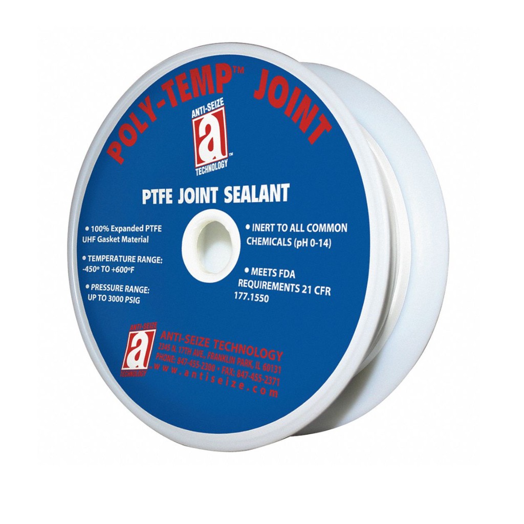 ANTI-SEIZE 28005 Joint Sealant Tape, PTFE, 0.45 to 0.55sg, compressed to 2.0 to 2.1sg, 3/16 in Width