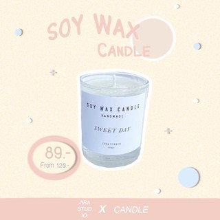 🔥เทียน เทียนหอม เทียนหอมอโรม่า เทียนหอมไขถั่วเหลือง Soy wax candle 60g กลิ่น Peachy, Vanilla, coffee, Lavender , Rose