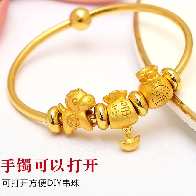 สร้อยข้อมือลูกปัดทรงกลมขนาดเล็ก สีทอง สำหรับทำเครื่องประดับ DIY thumbnail 8