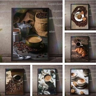 โปสเตอร์ภาพวาดผ้าใบ รูปแก้วกาแฟ สําหรับตกแต่งผนังบาร์ ร้านกาแฟ