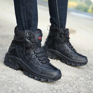 Mens Military Tactical Boots Outdoor Combat Leather Army Boots Hiking Shoes Men Trekking Sport Ankle Boots