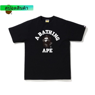 BAPE เสื้อยืดแขนสั้นลายรองเท้าลำลองของผู้ชาย,รองเท้าพิมพ์ลายหัว Ape คลาสสิกฤดูใบไม้ผลิ/ฤดูร้อน คอกลม