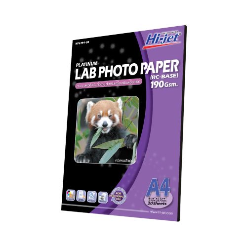 Hi-jet กระดาษโฟโต้ ผิวกึ่งมันกึ่งด้าน Inkjet Platinum Lab (Backside-coated) 190 แกรม A4 20แผ่น