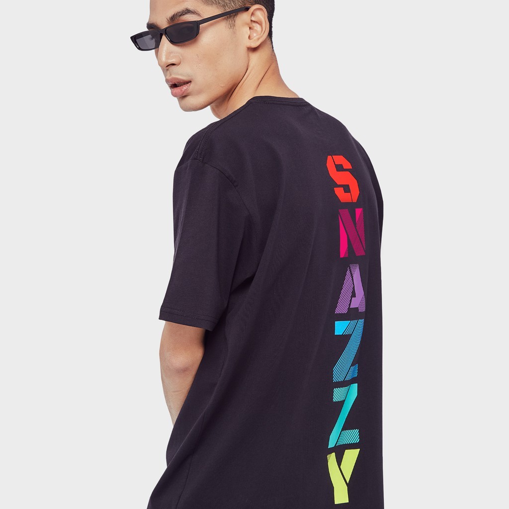 คอตต้อนคอกลมเสื้อยืดใหม่SNAZZY Rainbow Font T-Shirt เสื้อยืดชาย เสื้อยืดคอกลม เสื้อสตรีทS-3XLS-5XL