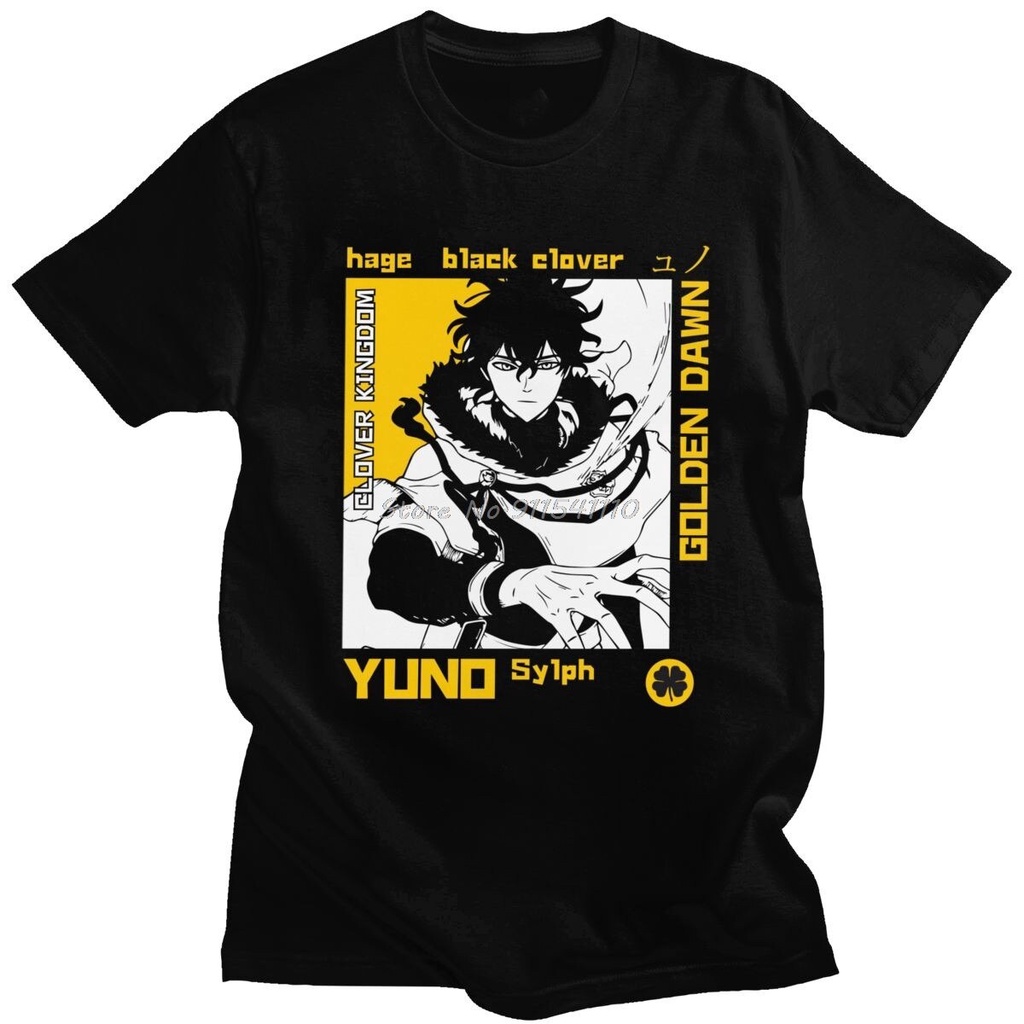 เสื้อยืดลําลอง ผ้าฝ้ายแท้ แขนสั้น คอกลม พิมพ์ลายอนิเมะ Black Clover Yuno เหมาะกับของขวัญ สไตล์ญี่ปุ่น สําหรับผู้ชายS-5XL