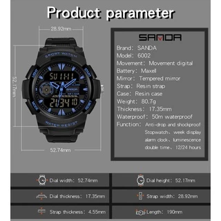 SANDA Men Fashion Sport Watch ทหาร นาฬิกากันน้ำแบบมัลติฟังก์ชั่น Dual แสดงผล Men Watch