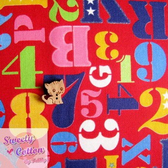 ผ้าCotton 100%จากญี่ปุ่น ขนาด1/2m. ลาย Number (มีกากเพชร)