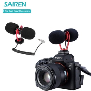 SAIREN ไมโครโฟนแบบ Shotgun ขนาดเล็ก 2หัว หน้าและหลังรุ่น T-MIC Dual-Head Mini Microphone