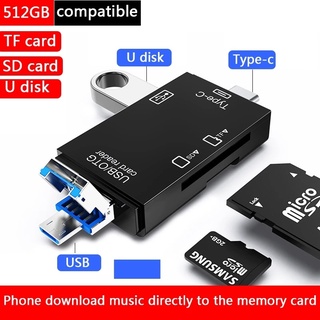 6 In 1 SD Card Reader / USB C การ์ดรีดเดอร์ USB TF / Mirco SD การ์ดความจําอ่านการ์ดความจํา / ประเภท C 1 ชิ้น