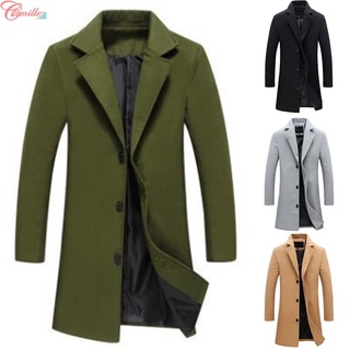 CAMILLES - -Men Single Breasted Slim Long Suit Jacket Trench Coat Overcoat Warm Outwear extended trench coat-【Mens-fashion】