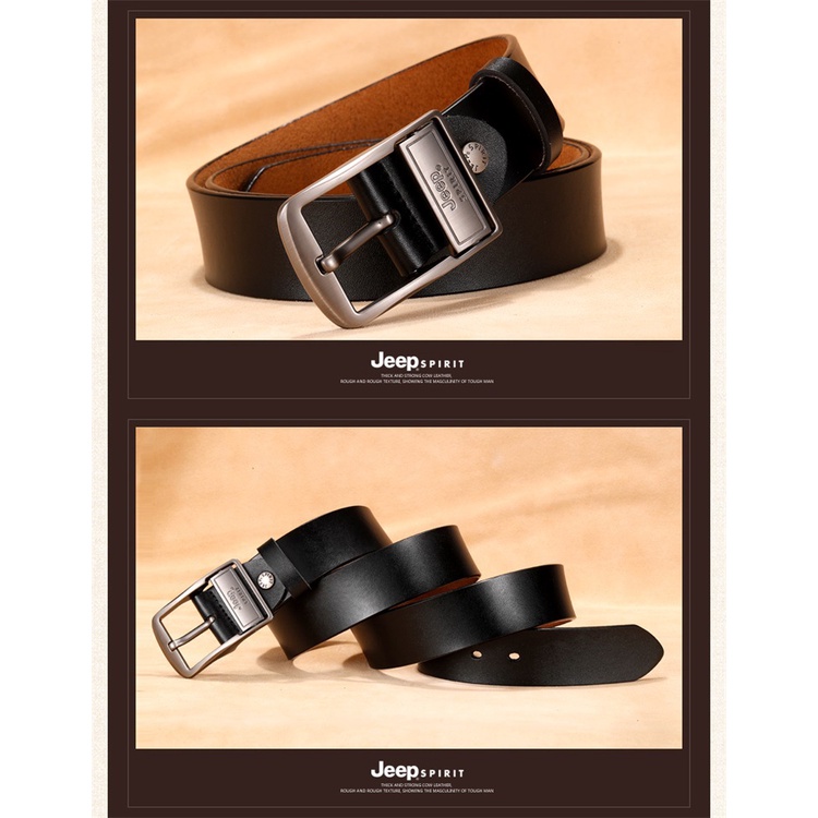 Jeep SPIRIT 1941 ESTD เข็มขัดหัวเข็มขัดเข็มหนังสองชั้นสําหรับผู้ชาย - รูปที่ 3