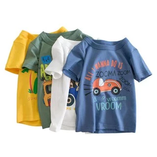Babyonline(Y094)I1 (ส่งด่วน1วัน)เสื้อยืดคอกลมเด็กผู้ชายพิมพ์ลายไดโนเสาร์ ผ้าฝ้าย นิ่ม