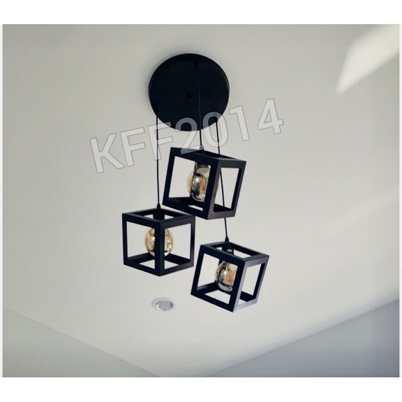 โคมไฟตกแต่ง โคมไฟลอฟ LOFT โคมสีดำ ลูกเต๋า 3ลูก ปรับสูงต่ำได้ ขนาดเส้นผ่าศูนย์กลาง 17cm*สูง 17cm ขั้ว