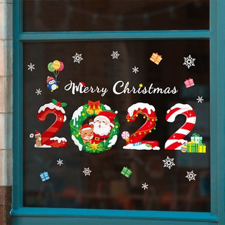 สติ๊กเกอร์ติดผนัง 2022 New Years Day Christmas สําหรับตกแต่งบ้าน