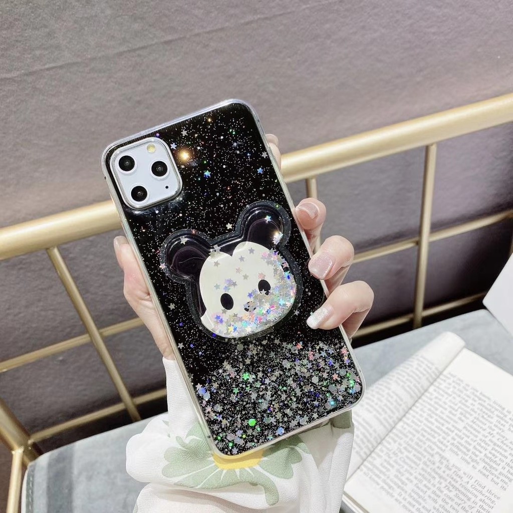 Vivo S1 V20 Y50 Y30 Y30i Y20 Y20i Y20S V19 Y19 Y85 V9 V11 V15 Pro V11i Y91C Y67 Y66 V5 Plus Lite Cartoon Mickey Minnie Quicksand Stand Glitter Soft TPU Phone Case #8