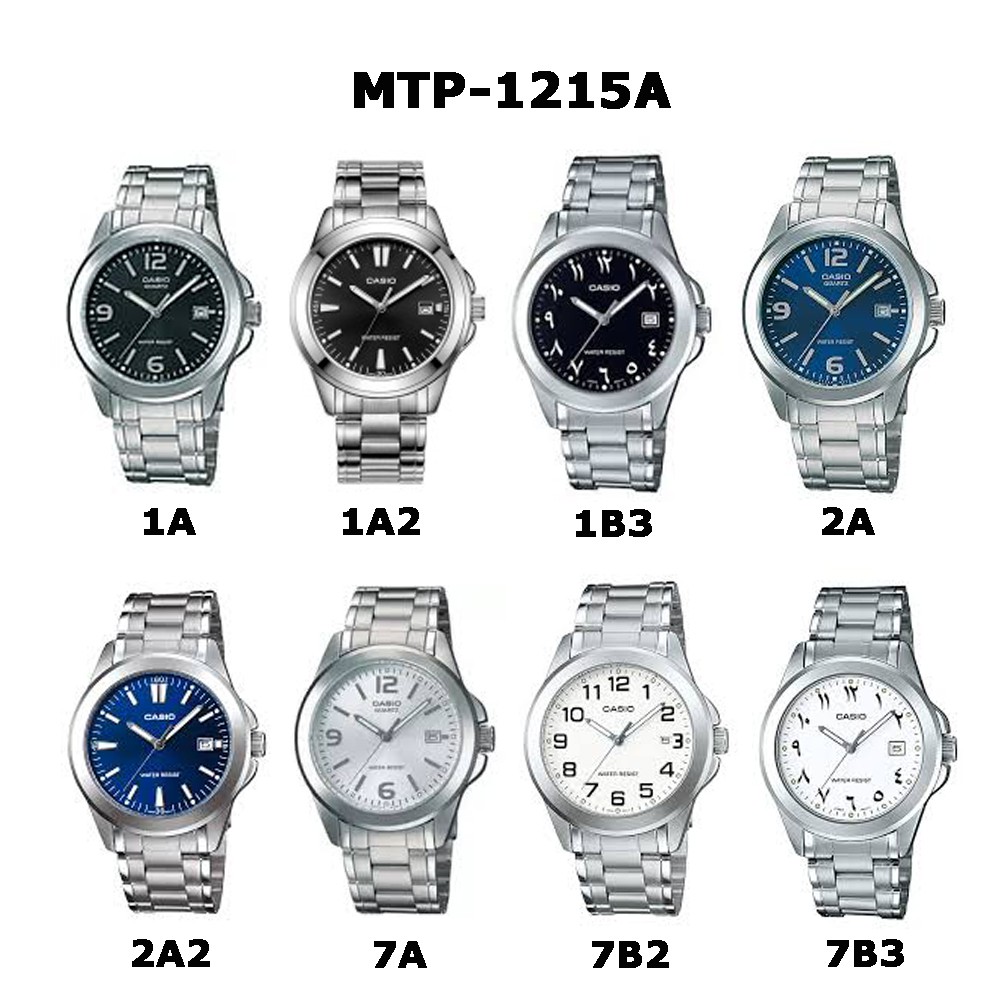 CASIO ของแท้ 💯% รุ่น MTP-1215A นาฬิกาผู้ชาย วันที่ สายสแตนเลส มี 8 หน้า รับประกัน 1 ปี MTP1215A MTP1215