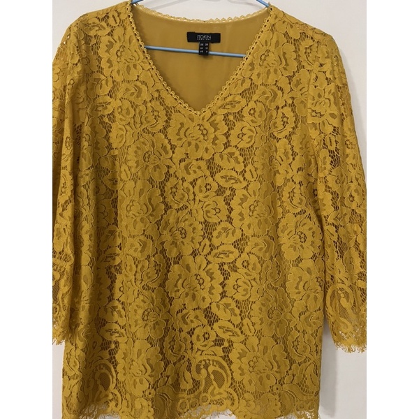 เสื้อแบรนด์Itokinลูกไม้สีเหลืองสวยหรู