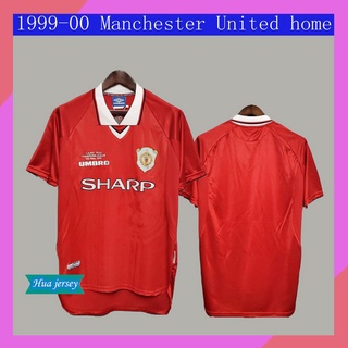 เสื้อกีฬาแขนสั้น ลายทีมชาติฟุตบอล Manchester United เกรด AAA 99-00 ชุดเหย้า สไตล์เรโทร สําหรับผู้ชาย