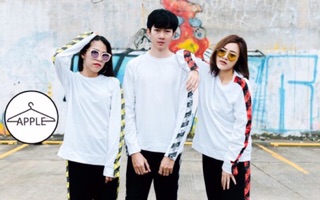 เสื้อแขนยาว เทปOFF-WHITE ผ้าโปโล โอเวอร์ไซส์ Oversize