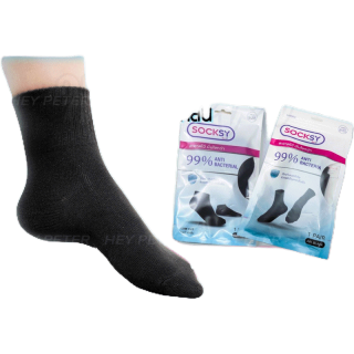  Antibac socks black ถุงเท้าsocksy แอนตี้แบคทีเรีย ลดกลิ่นเท้า สีดำล้วน ข้อสั้น ข้อกลาง ทำงานสีพื้น 🇹🇭ผลิตไทย🇹🇭