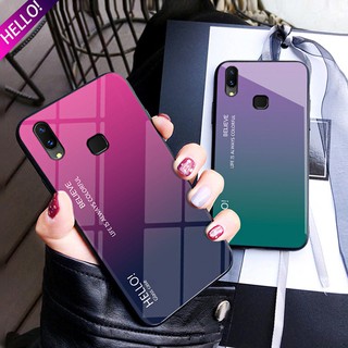 ❤❤ ❤❤ Vivo Y91i Y 91i Case Fashion Gradient Tempered Glass Back Phone Casing กรณี