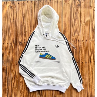 Adidas STRIPE BLACK BLUE WHITE เสื้อกันหนาวมีฮู้ด ของแท้