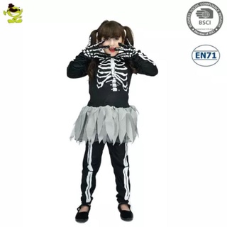 พร้อมส่ง ชุดฮาโลวีนเด็ก ชุดโครงกระดูกเด็กหญิง Girls Skeleton Costume  ชุดโครงกระดูกเด็ก Halloween costume