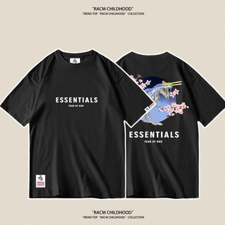 เสื้อยืดแขนสั้น พิมพ์ลายตัวอักษร Fear of God Essentials Shangji Limited ลายดอกไม้ แฟชั่นคู่รัก สําหรับผู้ชาย