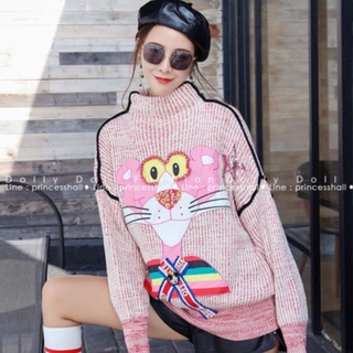 เสื้อสเวตเตอร์ไหมพรม+ผ้า Wool เสือชมพู Pink panther