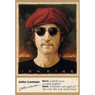 โปสเตอร์ รูปวาด นักร้อง จอห์น เลนนอน John Lennon (1957-80) POSTER 24"x35" Inch English Rock POP the Beatles V2