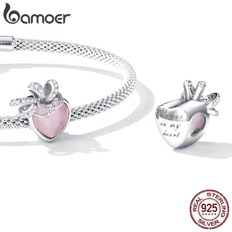 Bamoer สร้อยข้อมือเงิน 925 จี้มงกุฎ และพัด ประดับลูกปัดหัวใจ เครื่องประดับแฟชั่น สไตล์เจ้าหญิง