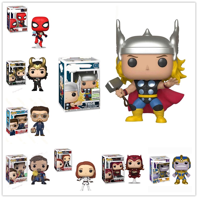Funko Pop Avengers Iron Ma Tony Stark 225 โมเดลตุ๊กตาไวนิล spiderman Doctor Strange Thor Loki สีดํา