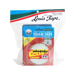 หลุยส์เทป เทปโฟมกาวสองหน้า 21 มม. x 3 ม. x 3 แถม 1 ม้วน101346Louis Tape Foam Tape 21 mm x 3 m x 3 Free 1 Rolls Louis Tap