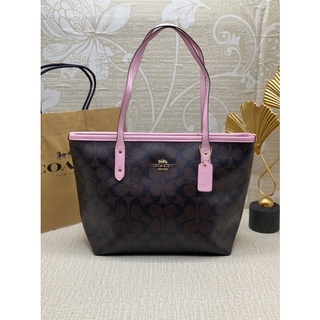 COACH F22969 MINI CITY ZIP TOTE IN SIGNATURE CANVAS