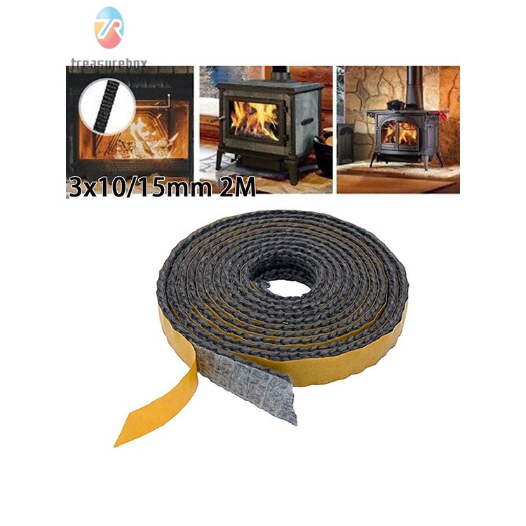TRSBXSelf Adhesive Glass Seal Fire Rope Flat Stove Rope Hearth Rope 2M ...