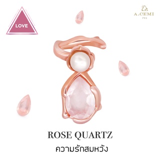 Sakura Thorn Earcuff โรสควอตซ์ ต่างหูพลอยแท้ มูนสโตน ต่างหูเงินแท้ ชุบทอง 18K โรสโกลว์