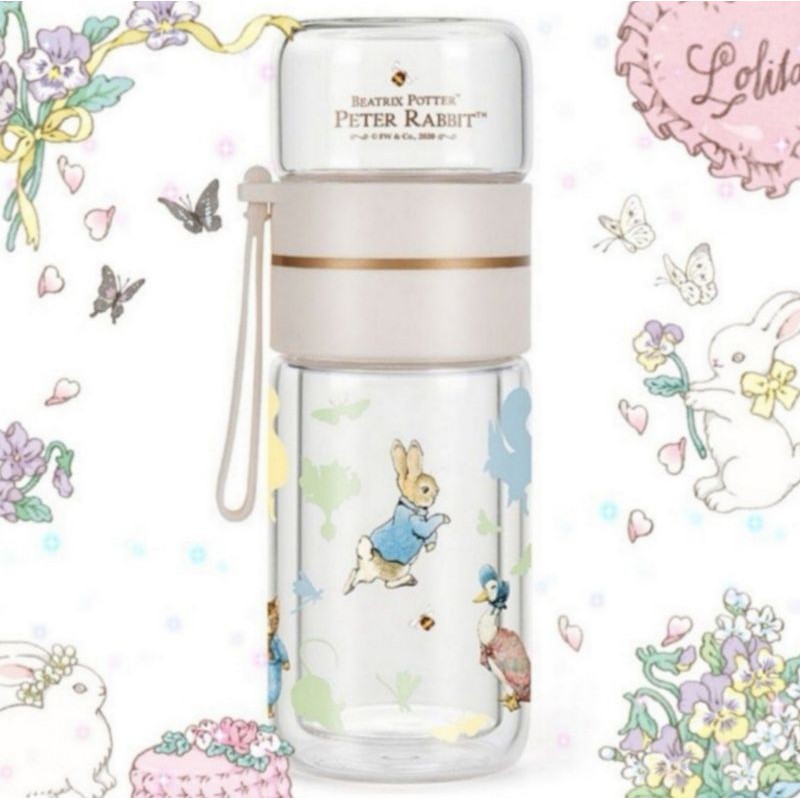 ขวดน้ำPeter Rabbit​ พร้อมส่ง​ ขวดน้ำ​กระติก​น้ำ​ ขวดแก้วชงชา2ชั้น 3in1 Peter Rabbit​ลิขสิทธิ์​แท้ขวด