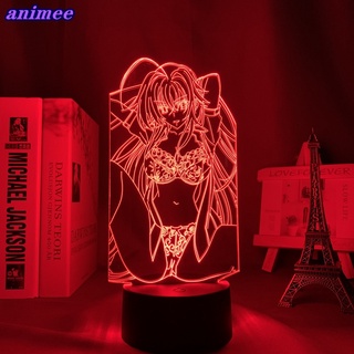 โคมไฟ Led รูปการ์ตูนอนิเมะมังงะ DxD Rias Gremory 3d สําหรับตกแต่งห้องนอน ห้องของขวัญวันเกิด โรงเรียนมังงะ DxD+G*F