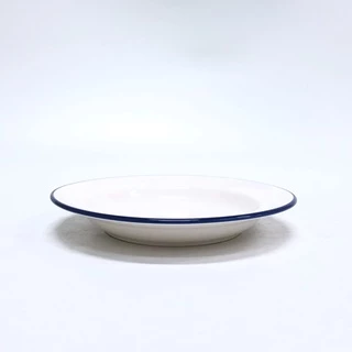 INDRA CERAMIC จานชามปีกลึก ลายสังกะสี เซรามิกเข้าไมโครเวฟได้