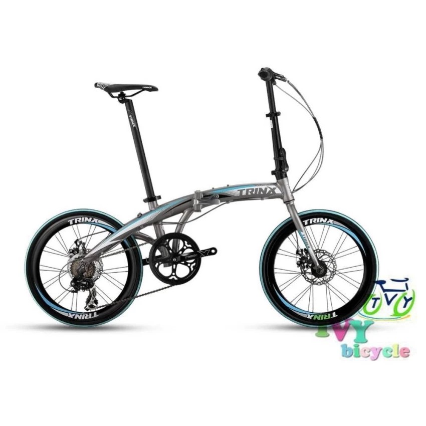 Trinx จักรยานพับ รุ่น Dolphin 2.0 (สีเทา/ดำ/ฟ้า)