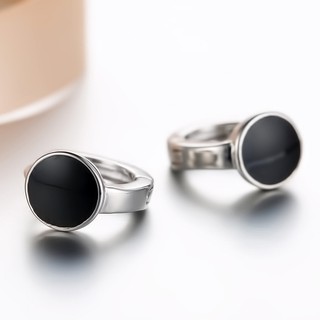 ต่างหูติดหู 925 เงิน Earrings Black Simple Ear Stud  Women Dress WE54R