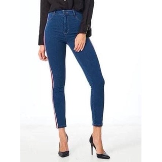 ​ Jennyfer👖กางเกงยีนส์ แต่งแถบข้าง สวย เก๋ ผ้ายืดนิ่ม