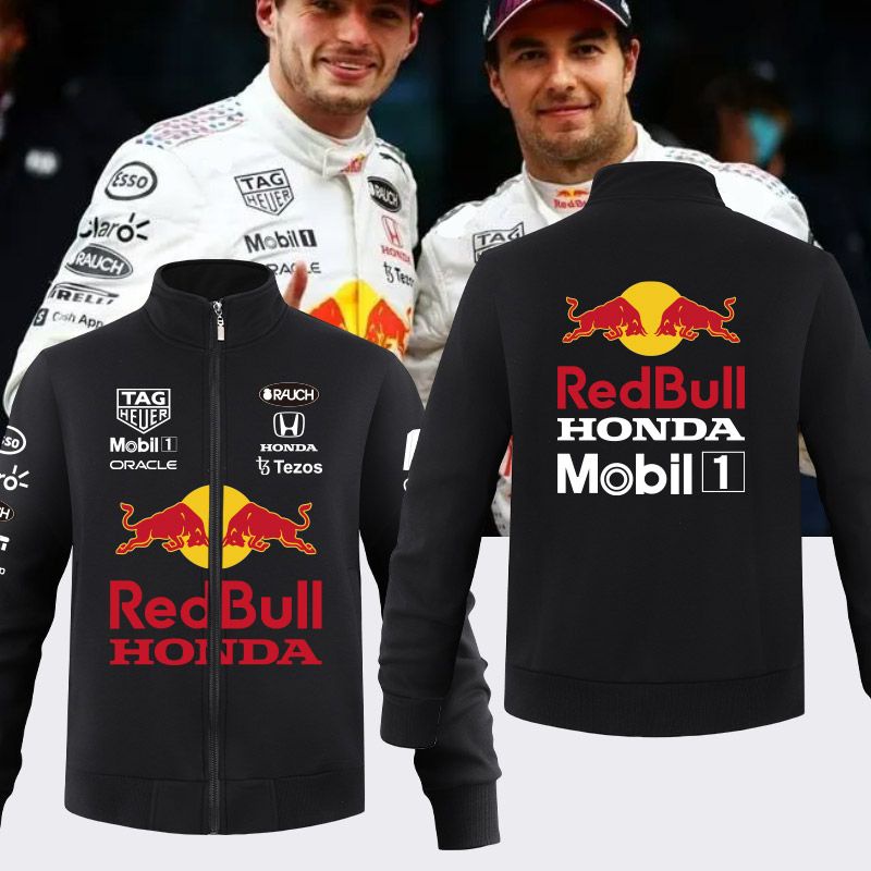 ♕F1 Red Bull ชุดแข่งเสื้อแจ็คเก็ตผู้ชาย Redbull Perez Verstappen กีฬาซิปเสื้อกันหนาวที่กำหนดเอง
