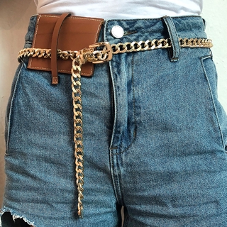 Fashion Women Girl Simple Trendy Punk Persoanlized Metal Thick Chain Belt Waist Chain Decoration