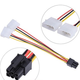 สายแปลง Power 4 Pin x 2 to 6 Pin โมเล็กซ์ อะแดปเตอร์ 6 Pin Pci Express Male To Dual LP4 4 Pin Molex IDEr ความยาว 15 ซม