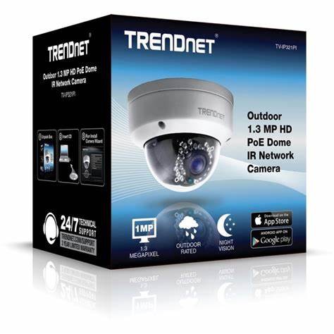 Trendnet Indoor / Outdoor 1.3 MP HD PoE Dome IR Network Camera TV-IP321PI